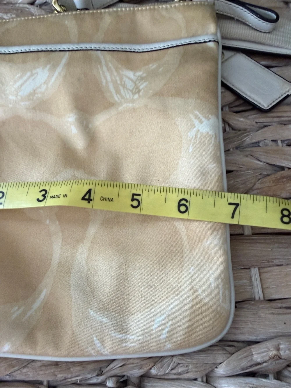 Coach Beige/Yellow Patent Signature Crossbody Bag